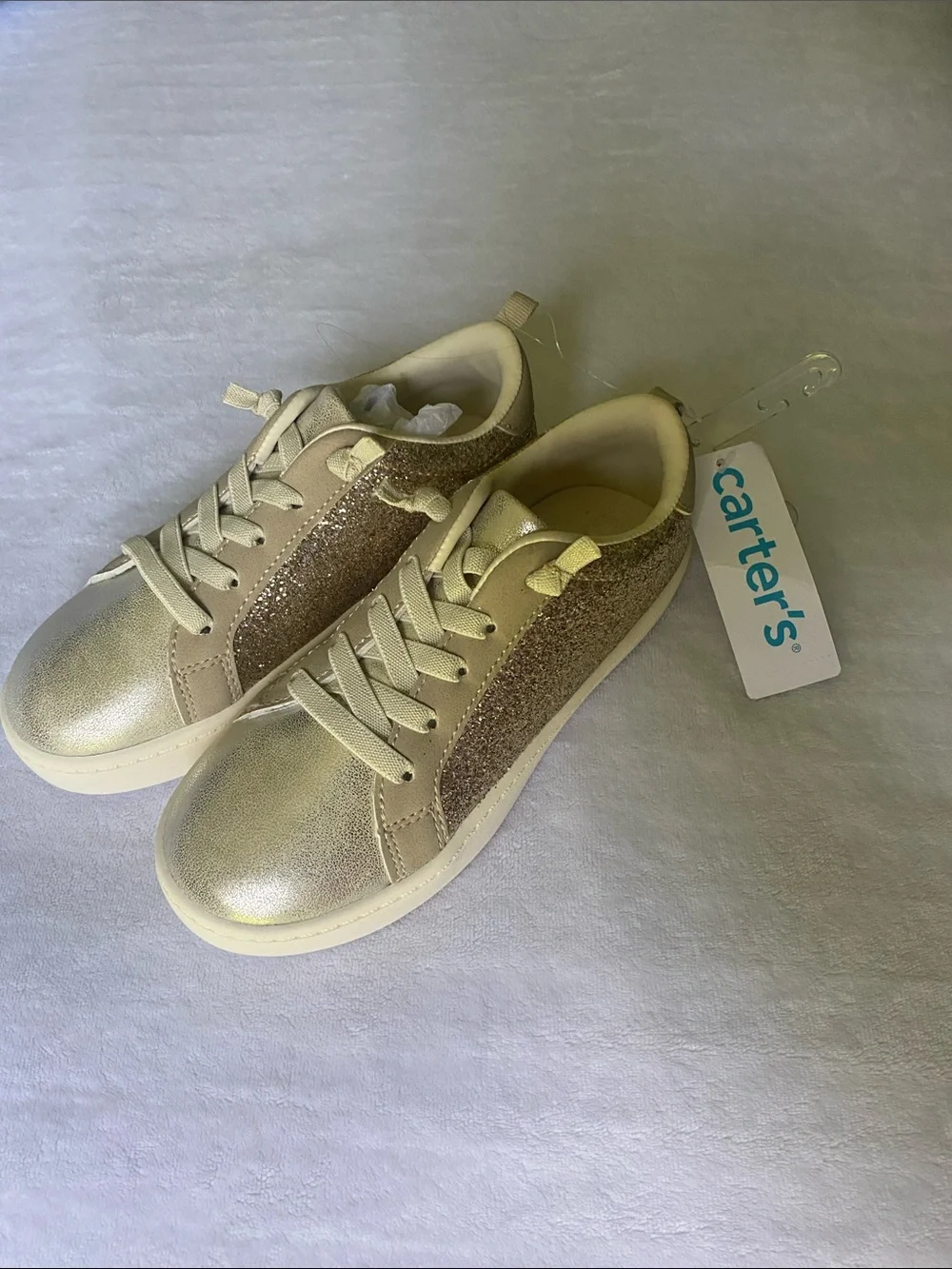 Carter's Kids Gold Glitter Lace-Up Sneakers